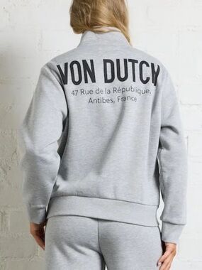 Von Dutch  Gray quarter zip! Bloomies Sweatshirt with logo M